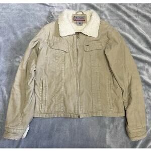 Columbia Corduroy Lined Jacket Tan Zip Front Size L